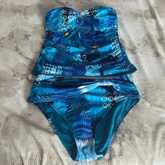 Bleu Rod Beattie Draped Bandeau Tankini, Too Hot To Handle Size 10 - Picture 6 of 8